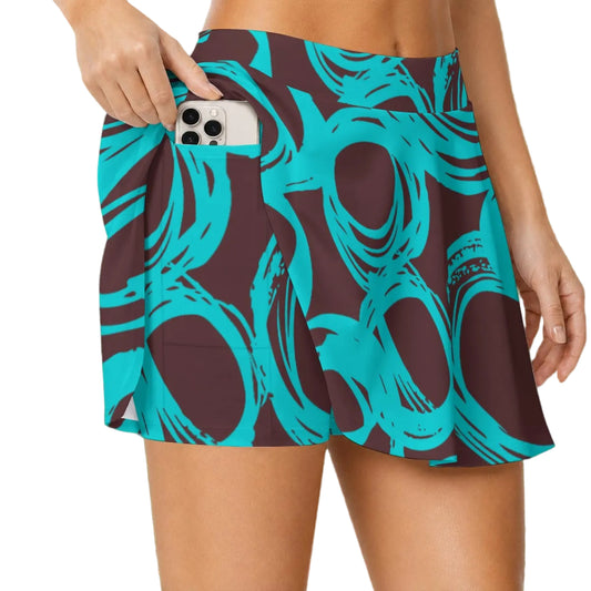 Dizzy Pickle Esther Brown Blooms Women's (16" - 17") Active A-Line Swing Pickleball Skort