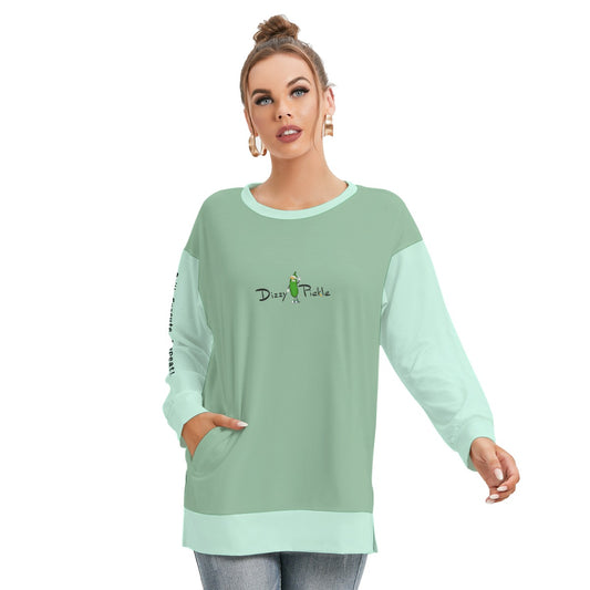 Dizzy Pickle DZY P Classic Sage_Sea Foam Women's Pickleball Side Split O-Neck Sweatshirt