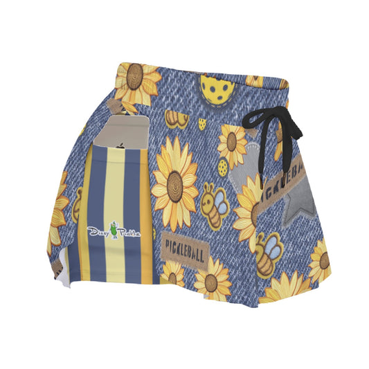 Dizzy Pickle Amy Sunflowers Women's Pickleball Sport Culottes with Pockets