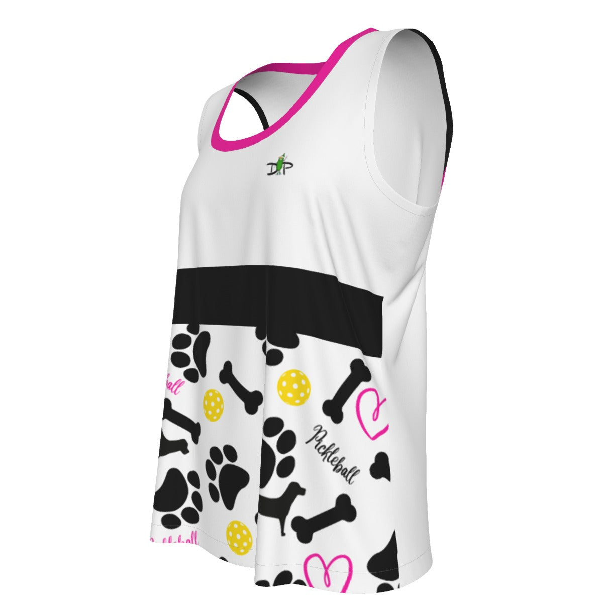 LARGE Millie - Black/Fuchsia - Women's Pickleball Sports Tank by Dizzy Pickle