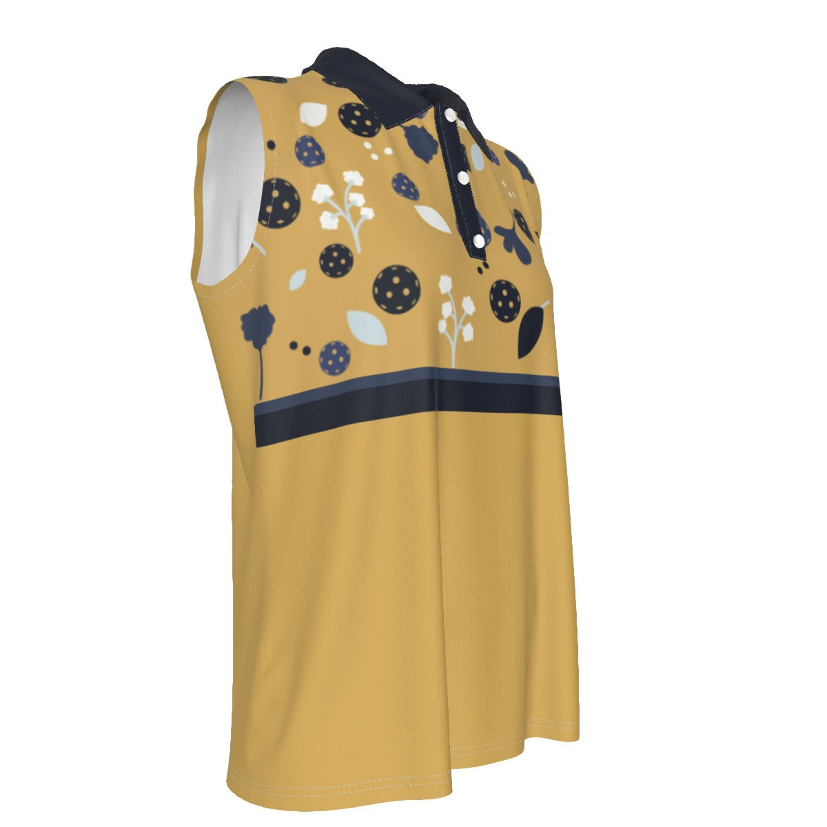 Dizzy Pickle Lesley Gold Solid Women's Pickleball Sleeveless Polo Shirt