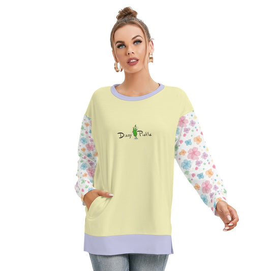 Dizzy Pickle Grace Yellow Women's Pickleball Side Split O-Neck Sweatshirt