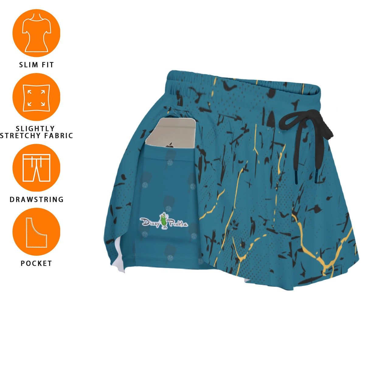 Dizzy Pickle Lynne Turquoise Women's Pickleball Sport Culottes with Pockets