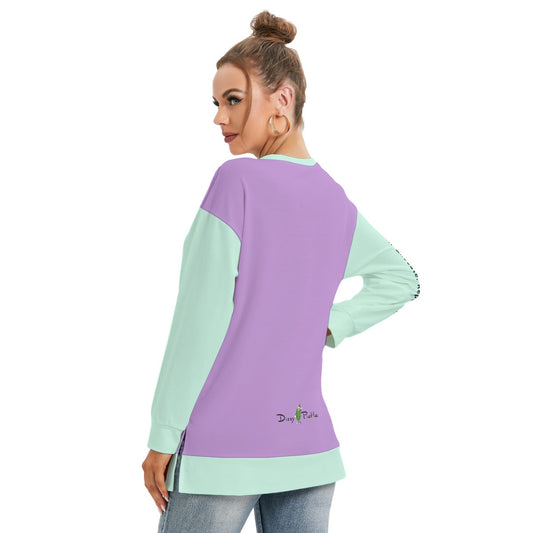 Dizzy Pickle DZY P Classic Lavender_Sea Foam Women's Pickleball Side Split O-Neck Sweatshirt