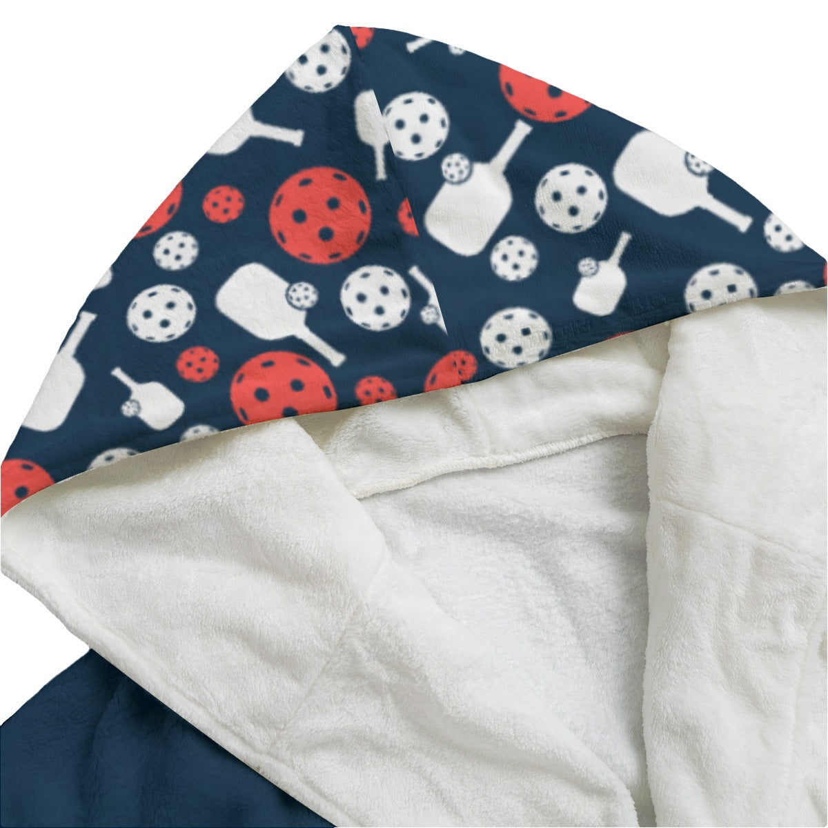 Dizzy Pickle Van Paddles and Balls Solid Pickleball Ultra-Soft Hooded Plush Lounge Bathrobe