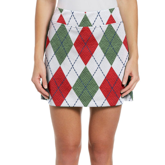 Dizzy Pickle Christmas Diamonds Women's 17" Performance Pickleball Skort with Inner Shorts