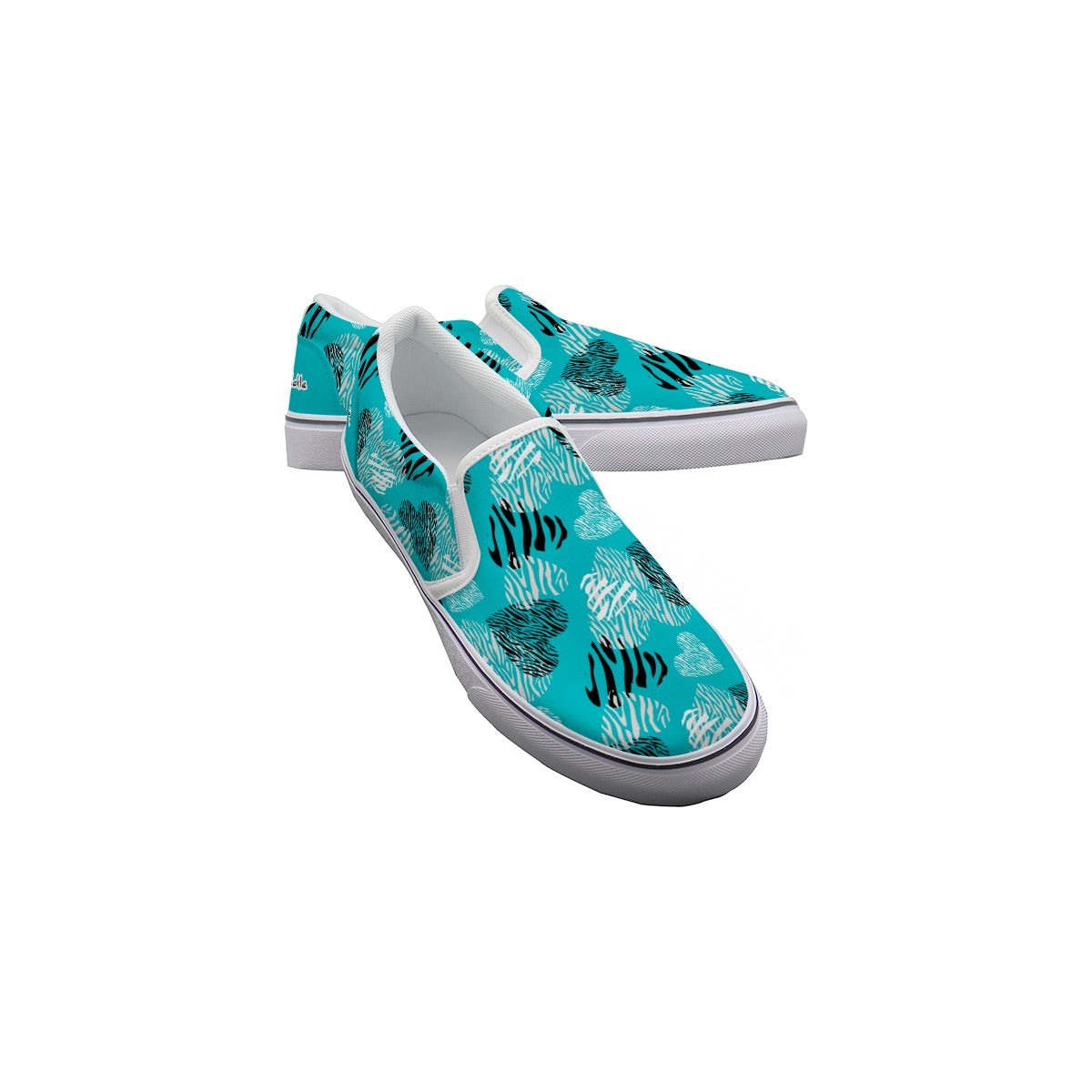 Dizzy Pickle Shelley Hearts Turquoise Women's Casual Slip-On Canvas Shoes