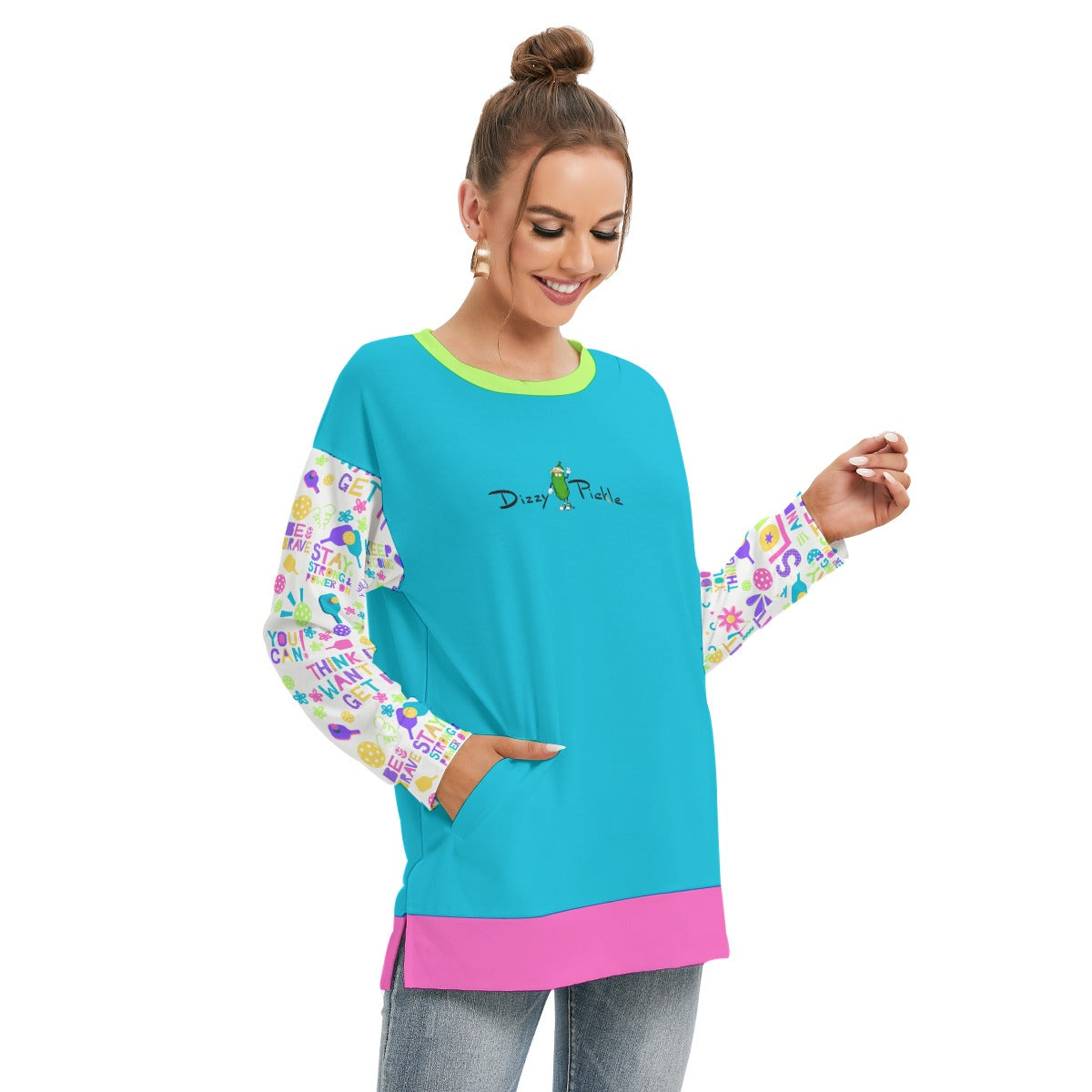 Dizzy Pickle Theresa Women's Pickleball Side Split O-Neck Sweatshirt