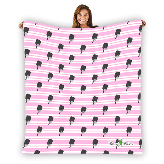 Dizzy Pickle Page Paddles_Stripes Pickleball Courtside Flannel Blanket