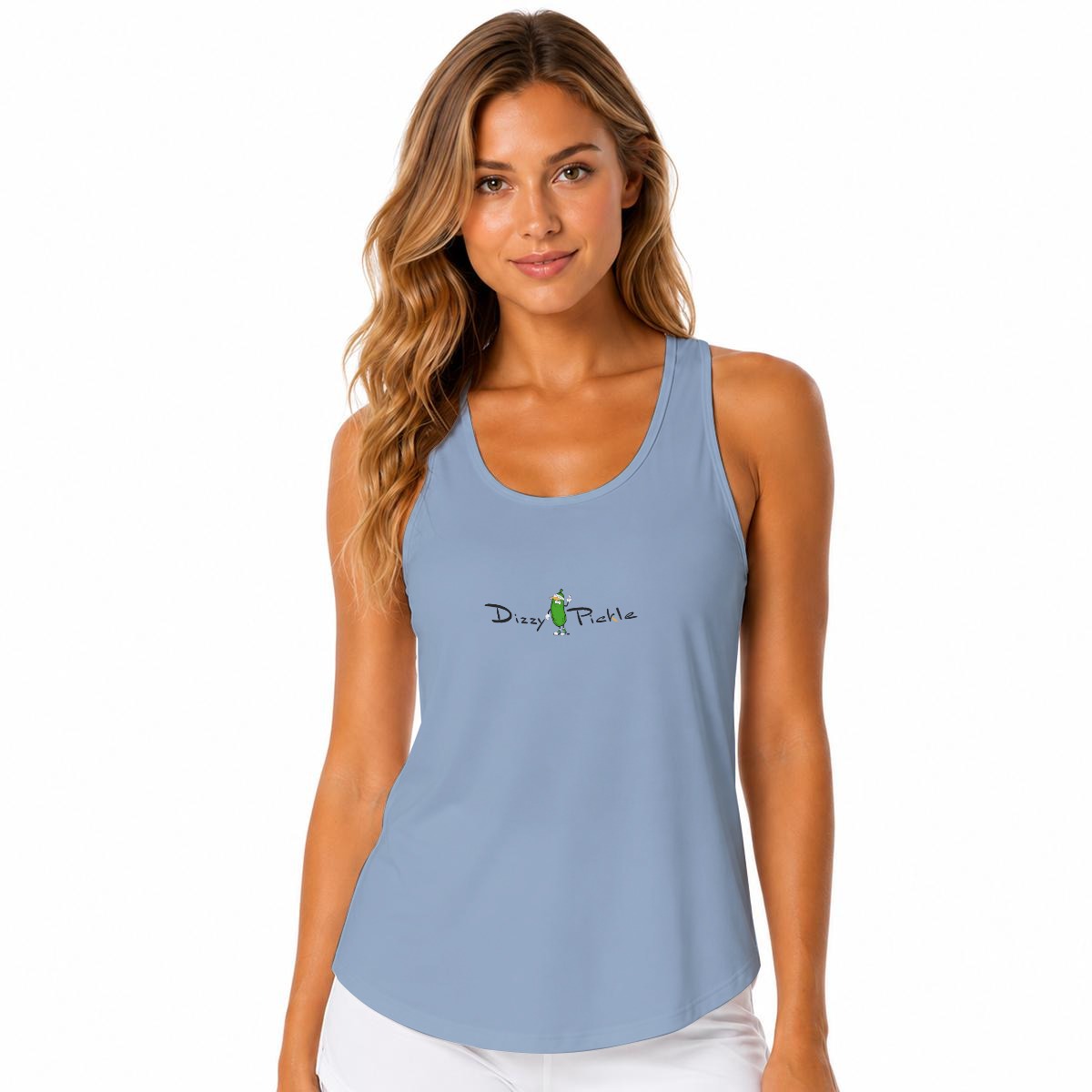 Dizzy Pickle DZY P Classic Slate Blue Women's Sleeveless Performance Tank Top with Built-In Bra
