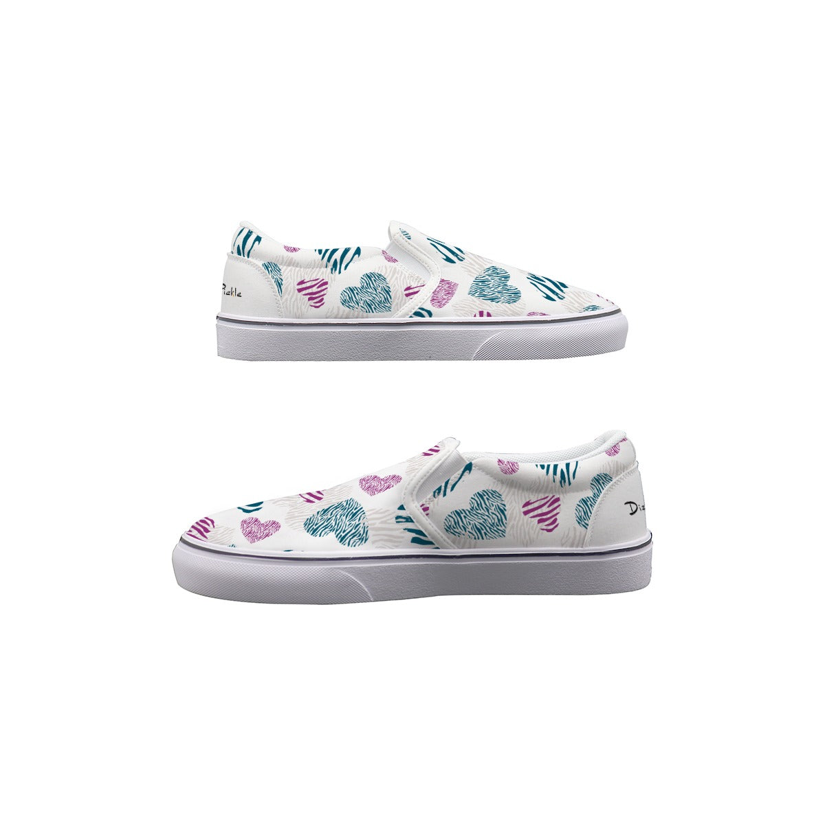 Dizzy Pickle Shelley Hearts Deep White Women's Casual Slip-On Canvas Shoes