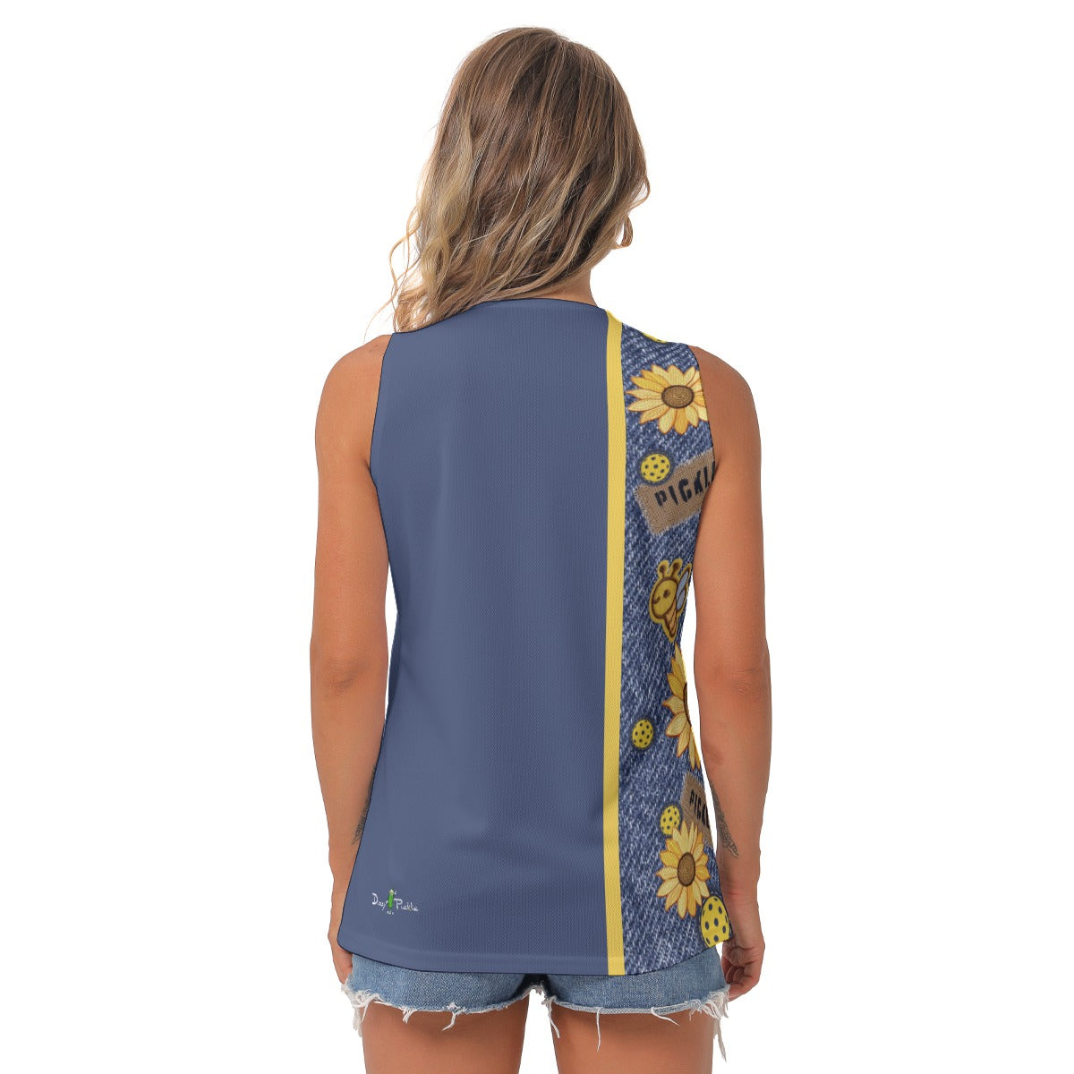 Dizzy Pickle Amy Sunflowers Women's Pickleball Sleeveless V-Neck Top