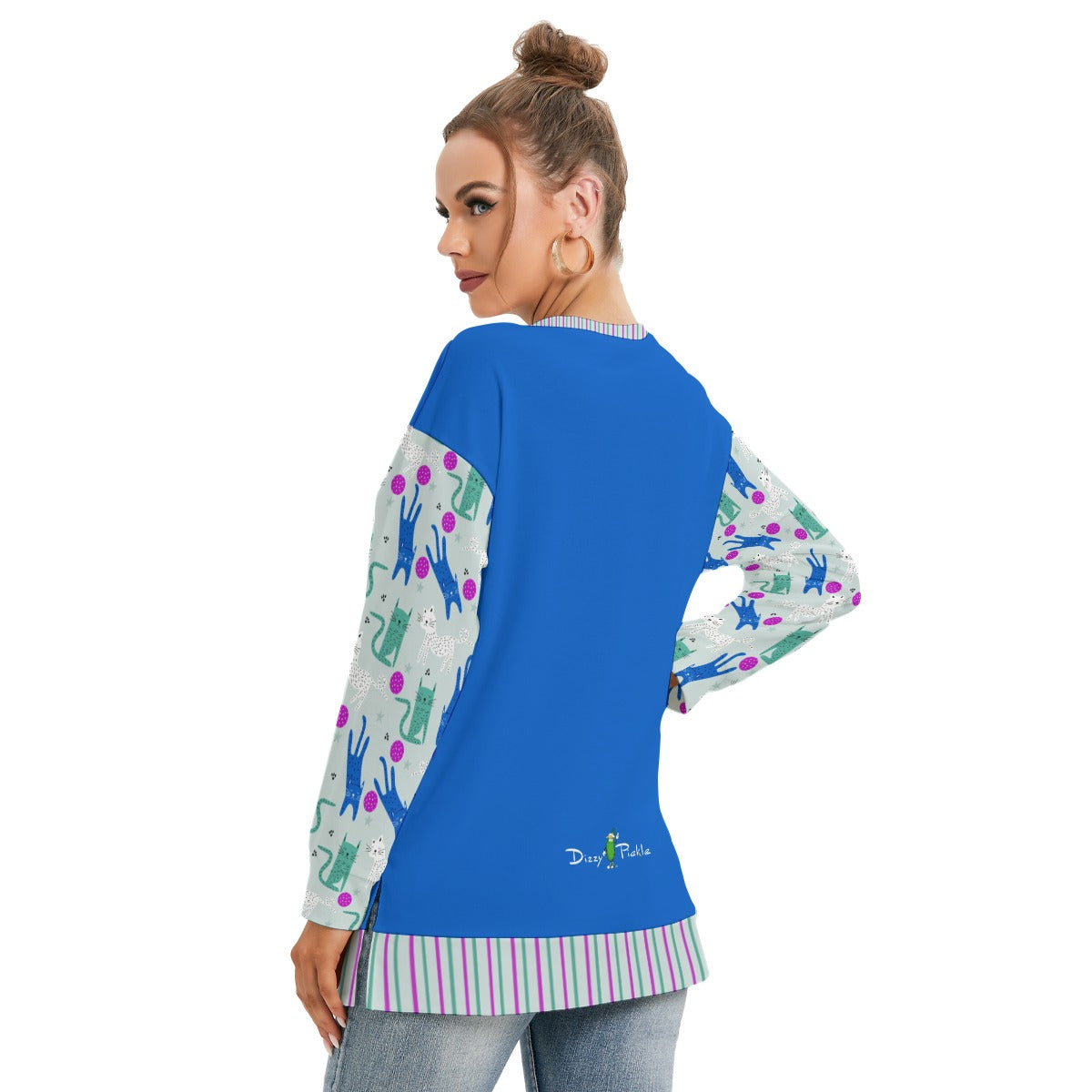 Dizzy Pickle GrayC Women's Pickleball Side Split O-Neck Sweatshirt