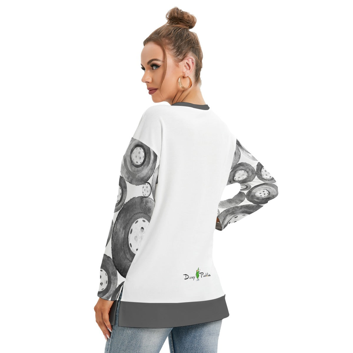 Dizzy Pickle Heidi BKW Women's Pickleball Side Split O-Neck Sweatshirt