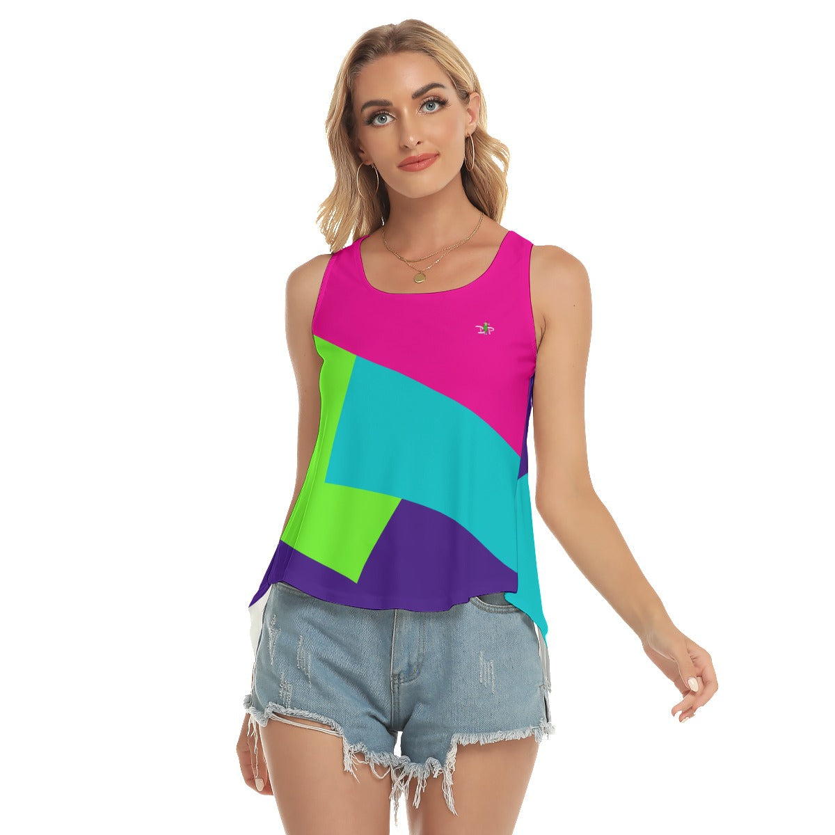 LARGE Dizzy Pickle Diana Color Block Women's Pickleball Open-Backed Sleeveless Tank