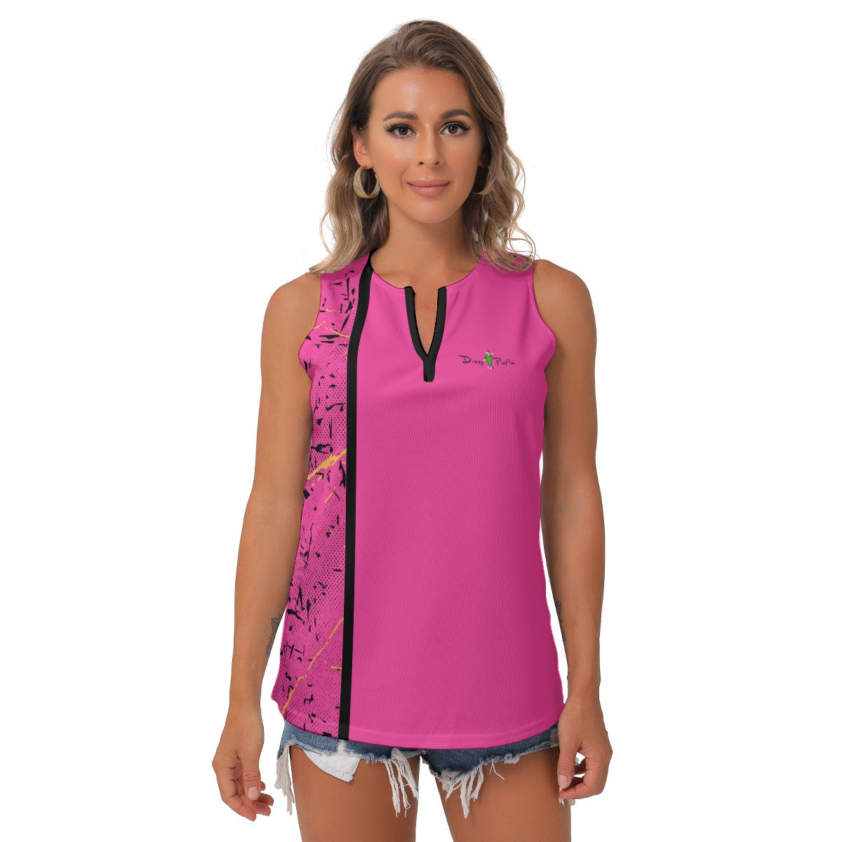 Dizzy Pickle Lynne Pink Women's Pickleball Sleeveless V-Neck Top