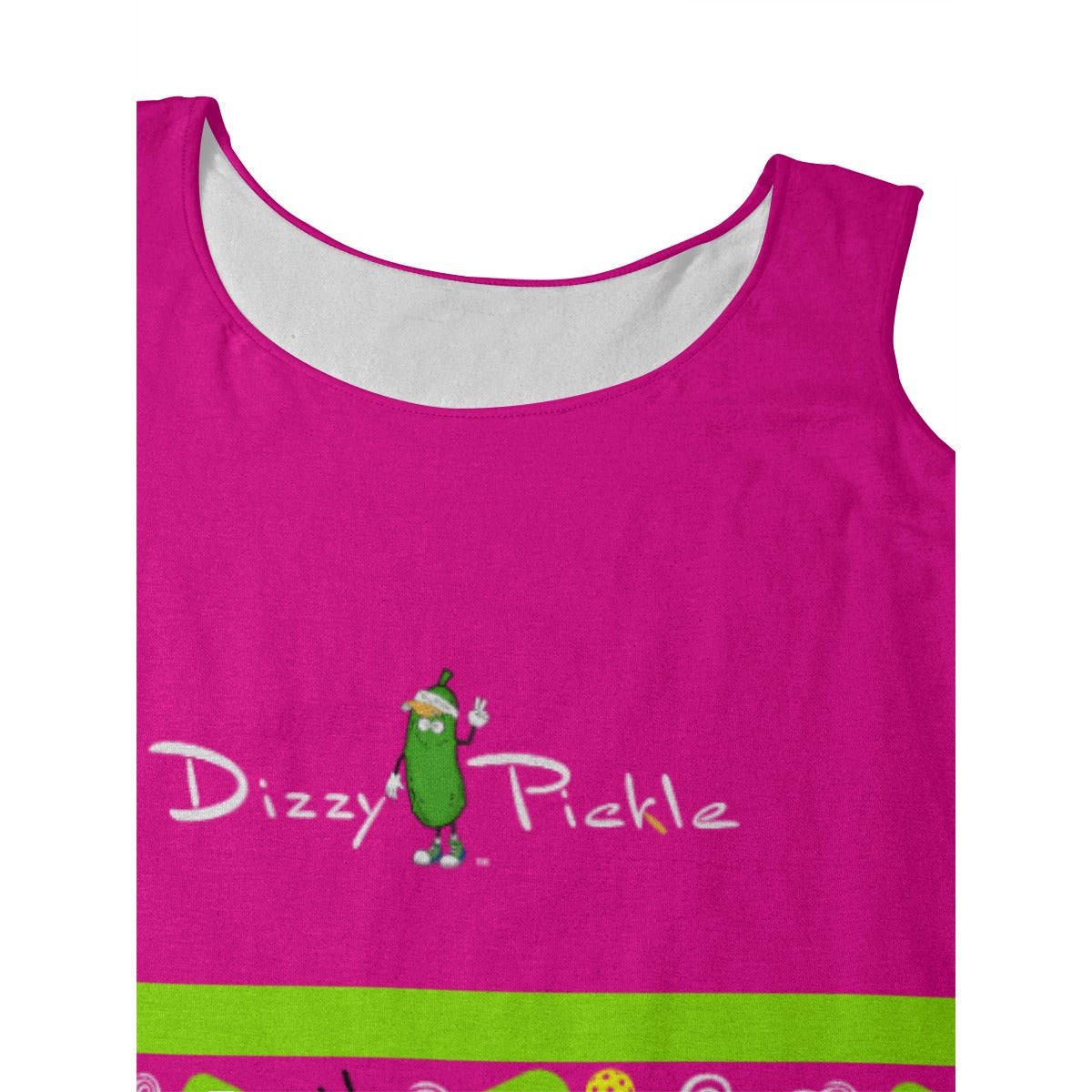 2X-LARGE Dinking Diva Hearts - Pink - Women's Wide Strap Tank by Dizzy Pickle (Plus Size)