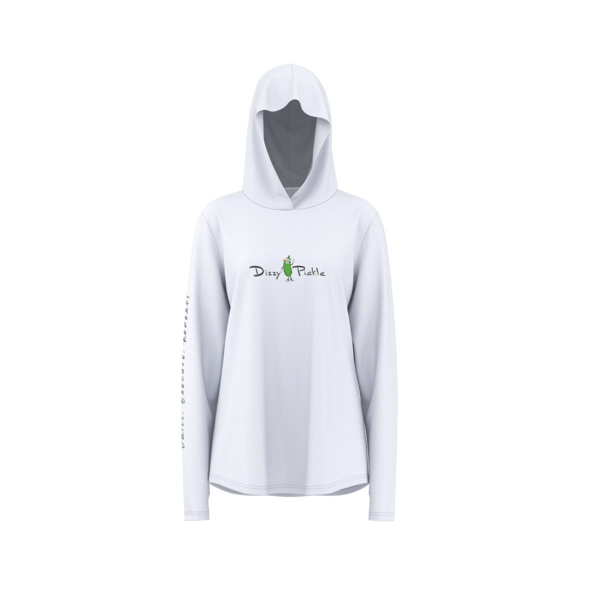 Dizzy Pickle DZY P Classic White Women's Pickleball Sunscreen Sports Hoodie with Thumb Holes