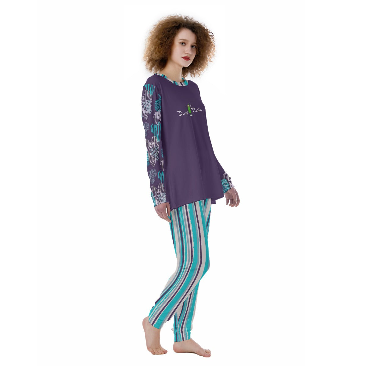 Dizzy Pickle Shelley Turquoise Women's Pickleball Long Sleeves and Long Pants Pajamas Set