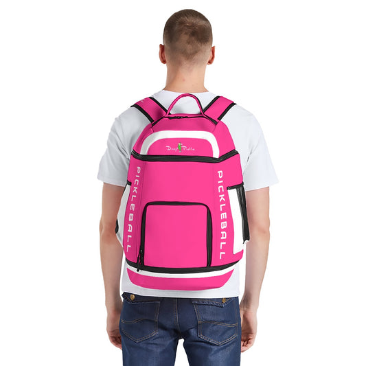 Dizzy Pickle DZY P Classic Pink White Large Courtside Pickleball Multi-Compartment Backpack with Adjustable Straps