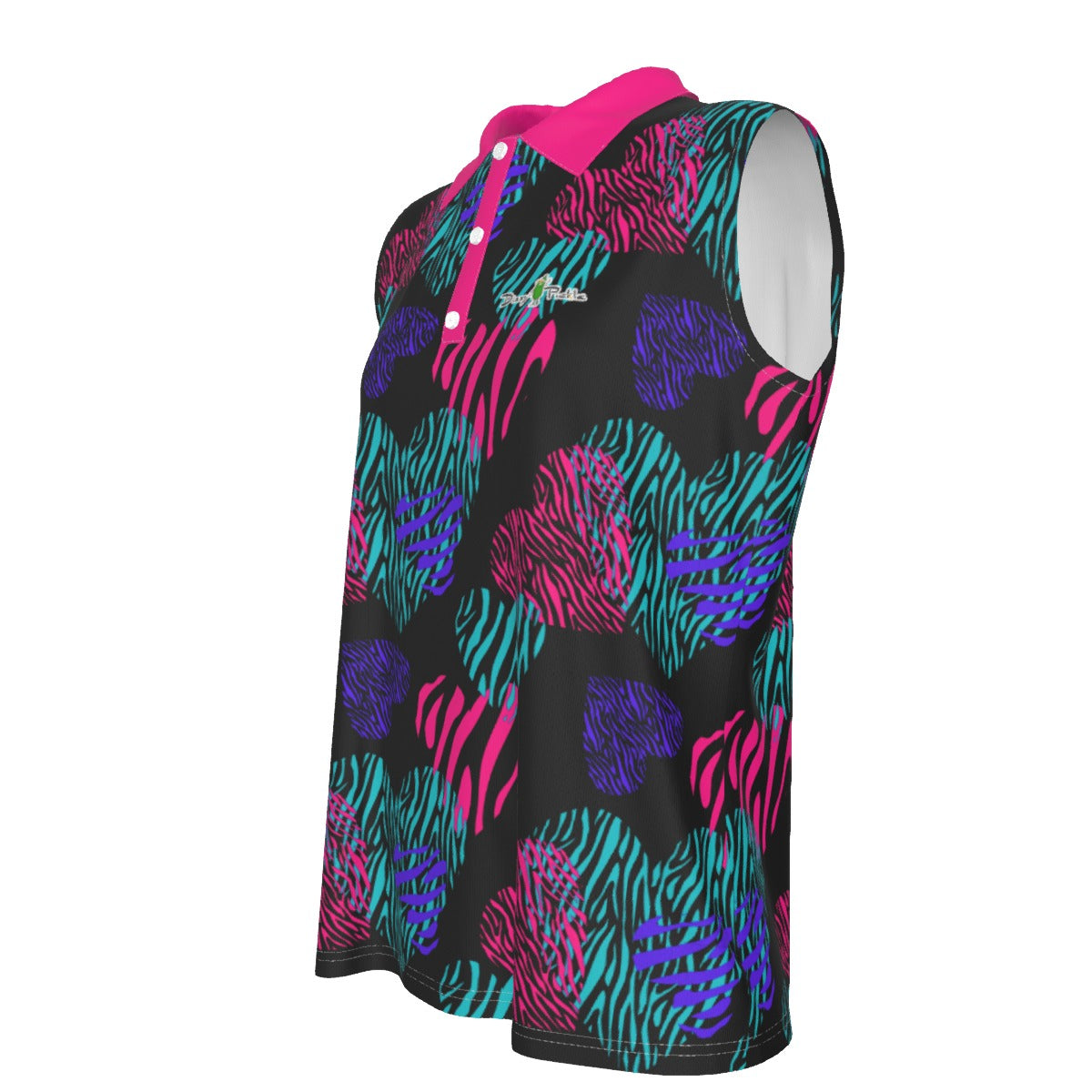 Dizzy Pickle Shelley Black Women's Pickleball Sleeveless Polo Shirt