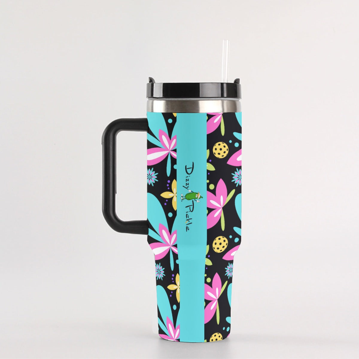 Dizzy Pickle Donna Black 40 oz. Mega Pickleball Insulated Tumbler with Handle