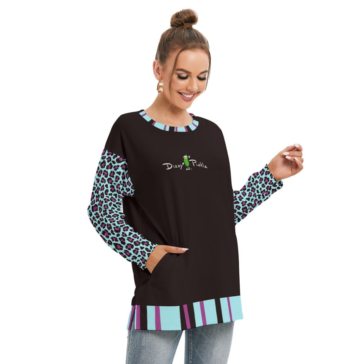 Dizzy Pickle Amber BTP Women's Pickleball Side Split O-Neck Sweatshirt