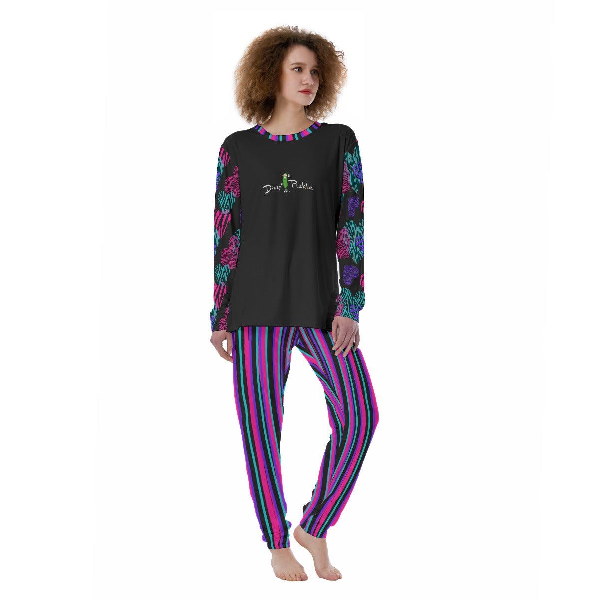 Dizzy Pickle Shelley Black Women's Pickleball Long Sleeves and Long Pants Pajamas Set