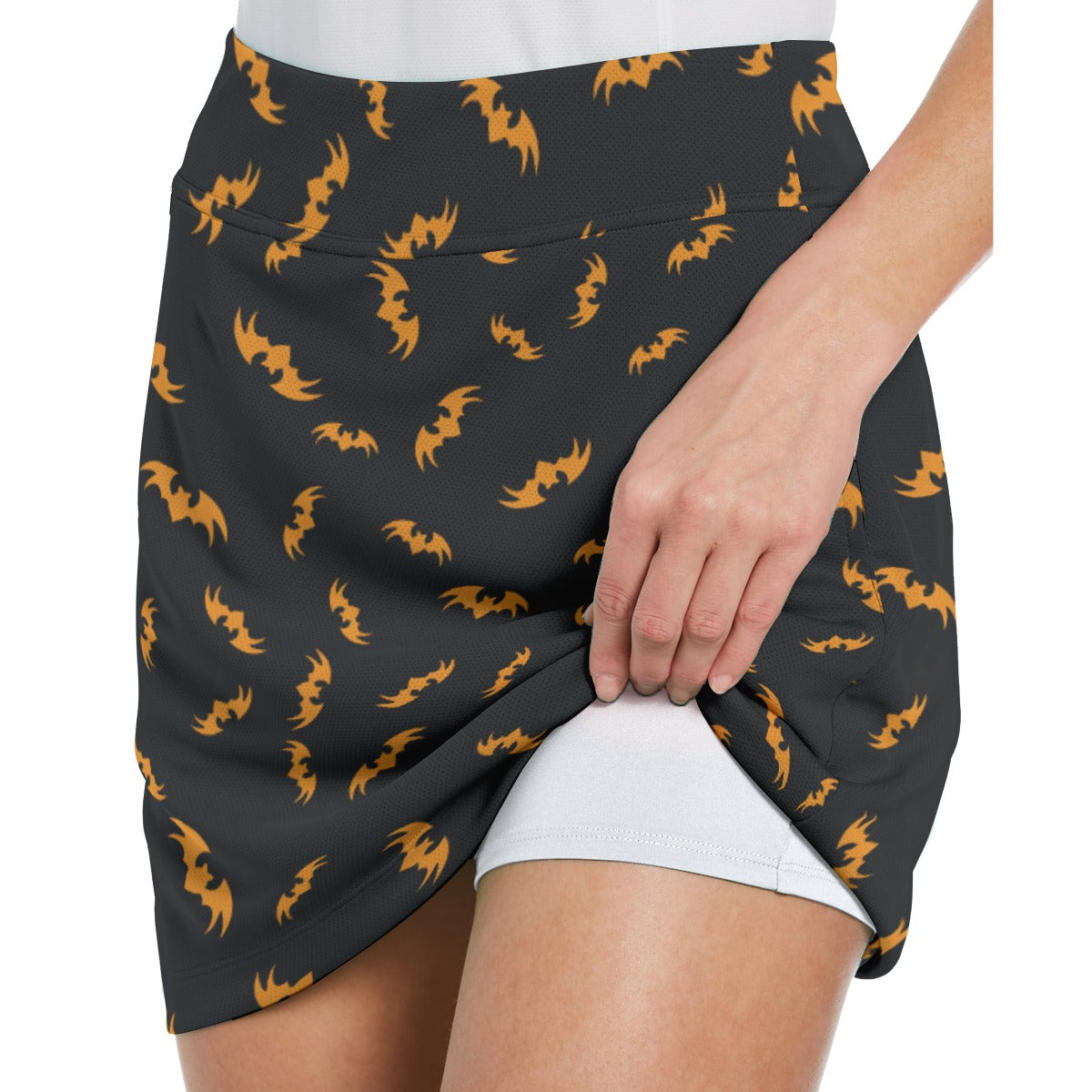 Dizzy Pickle Halloween Bats and More Bats Women's 17" Performance Pickleball Skort and Inner Shorts