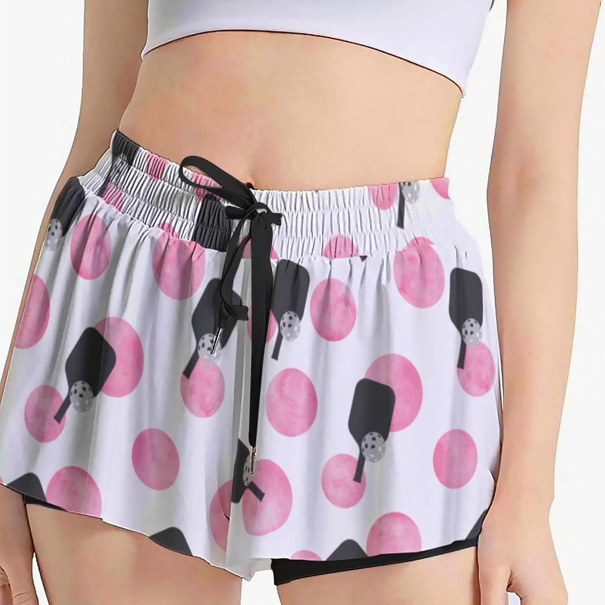 Dizzy Pickle Page Paddles_Polka Dots White Women's Pickleball Sport Culottes with Pockets