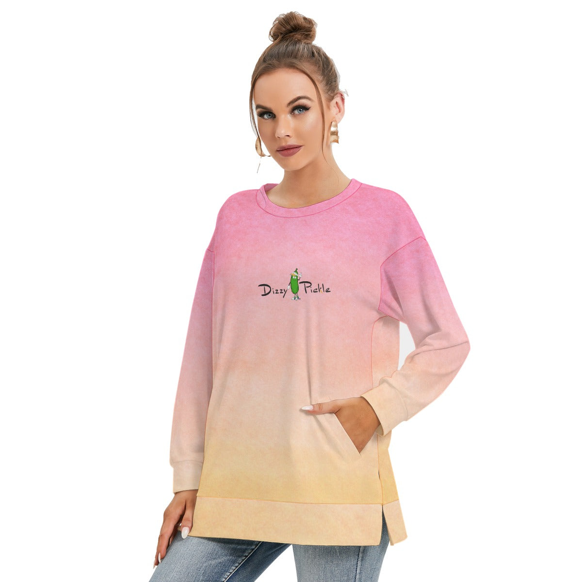 Dizzy Pickle Barbara Mimosa Women's Pickleball Side Split O-Neck Sweatshirt