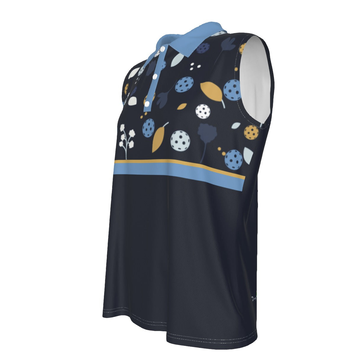 Dizzy Pickle Lesley Dark Blue Solid Women's Pickleball Sleeveless Polo Shirt