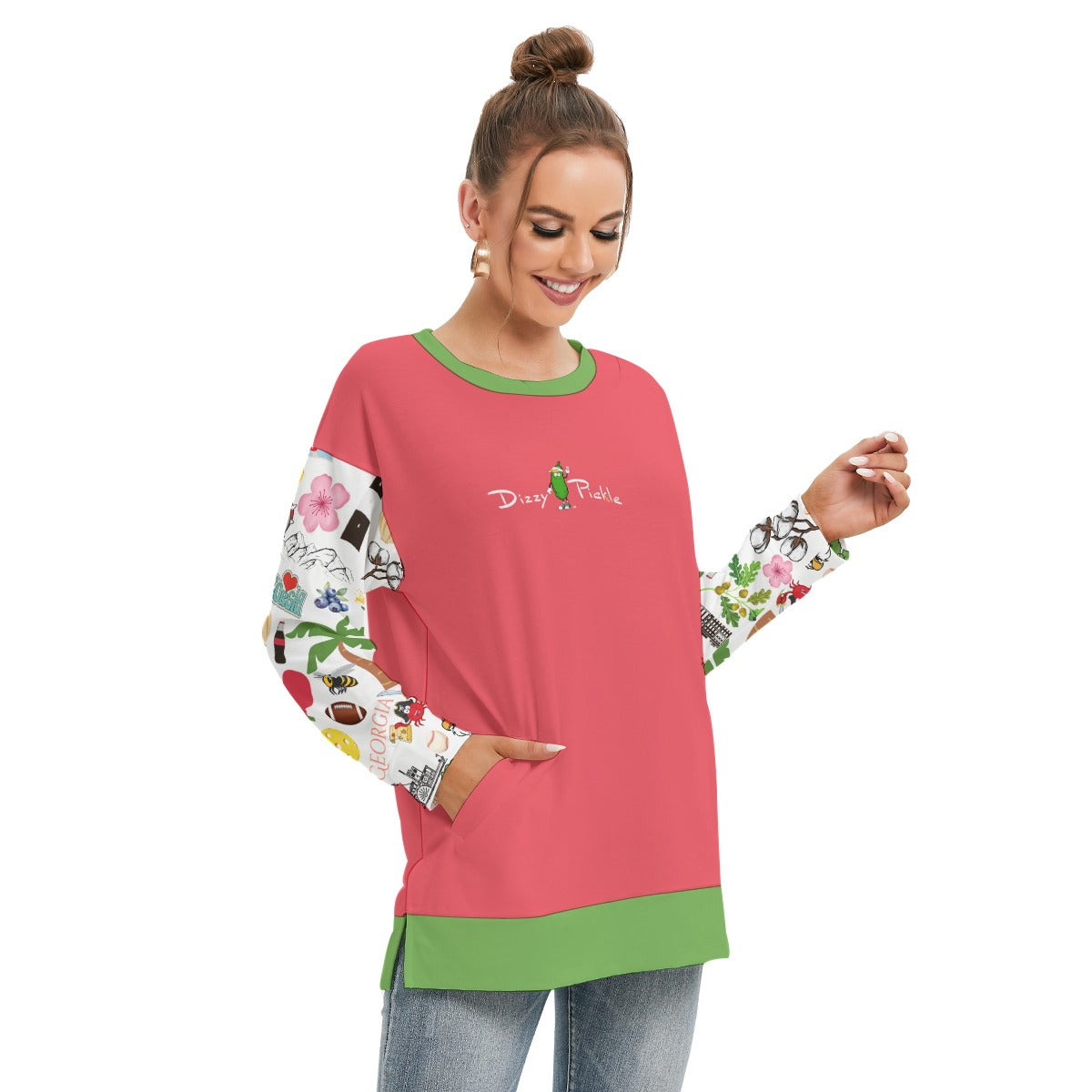 Dizzy Pickle Georgia Women's Pickleball Side Split O-Neck Sweatshirt