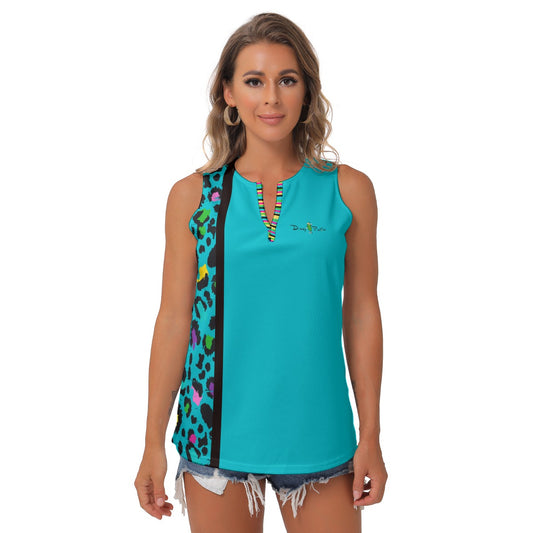 Dizzy Pickle Amber Cool Teal Women's Pickleball Sleeveless V-Neck Top