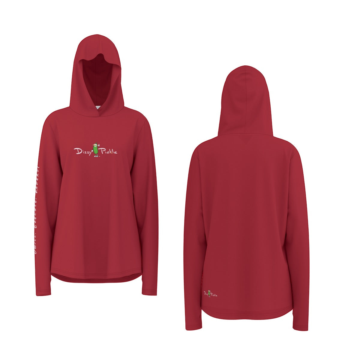 Dizzy Pickle DZY P Classic Red Women's Pickleball Sunscreen Sports Hoodie with Thumb Holes