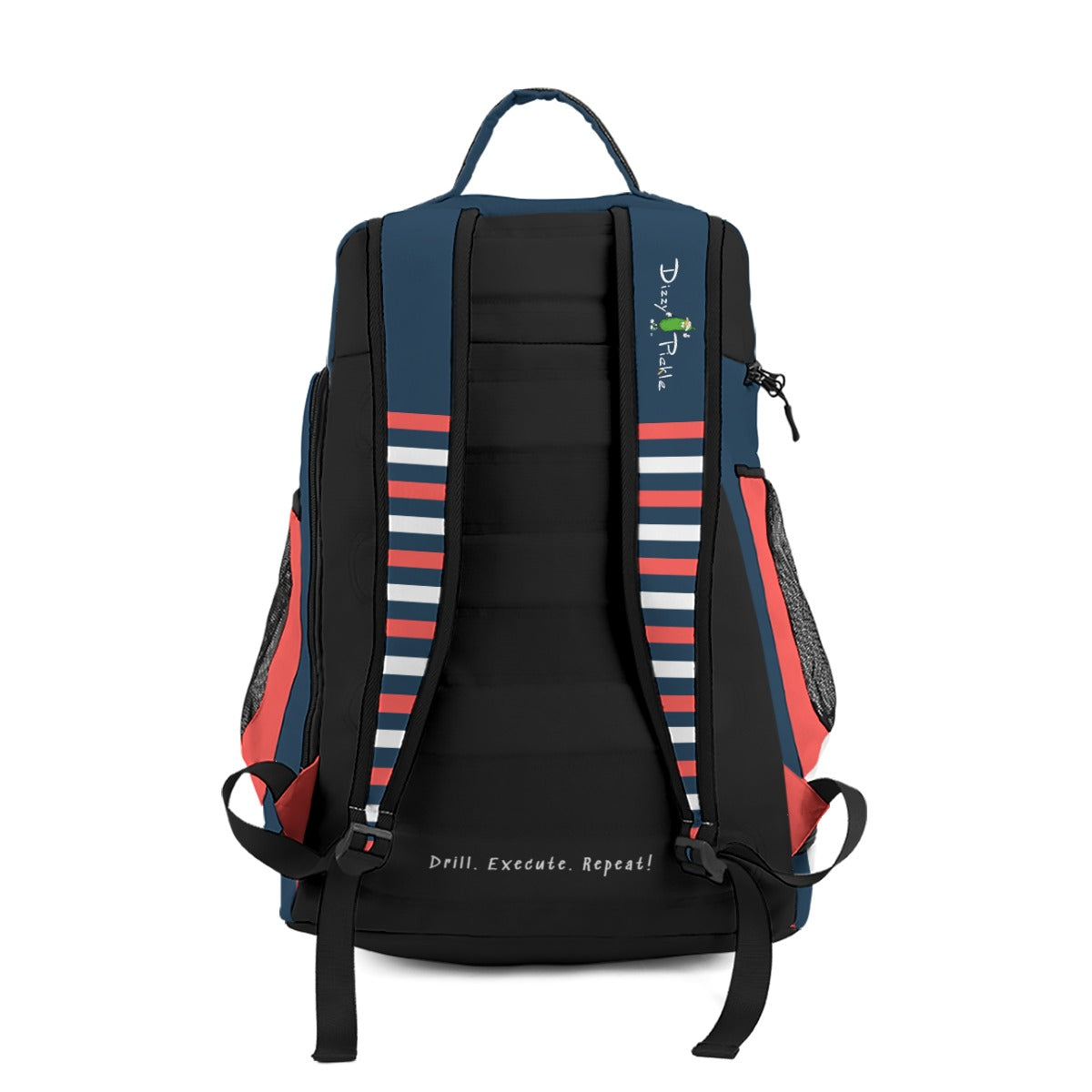 Dizzy Pickle Van Solid Stripes Large Courtside Pickleball Multi-Compartment Backpack with Adjustable Straps Navy Blue