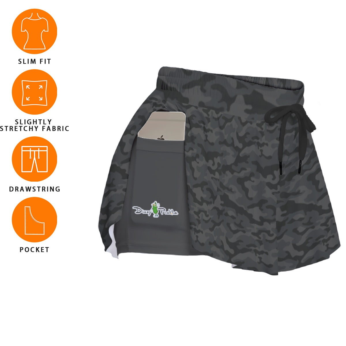 Dizzy Pickle Jan Black_Charcoal Women's Pickleball Sport Culottes with Pockets