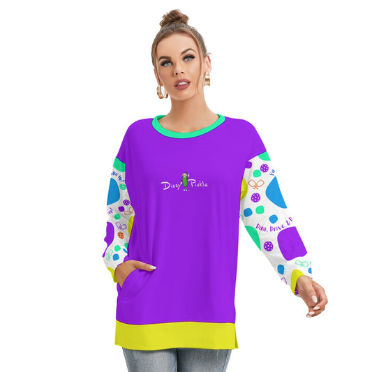 Dizzy Pickle Sharon Paddle Up Women's Pickleball Side Split O-Neck Sweatshirt