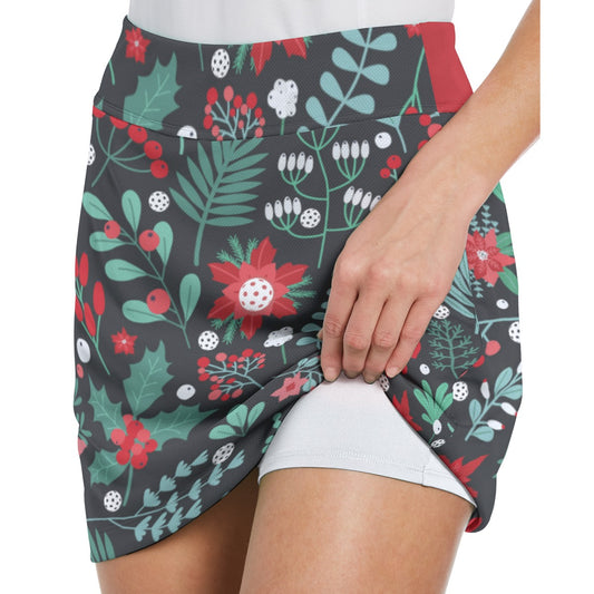 Dizzy Pickle Christmas Garden Women's 17" Performance Pickleball Skort with Inner Shorts