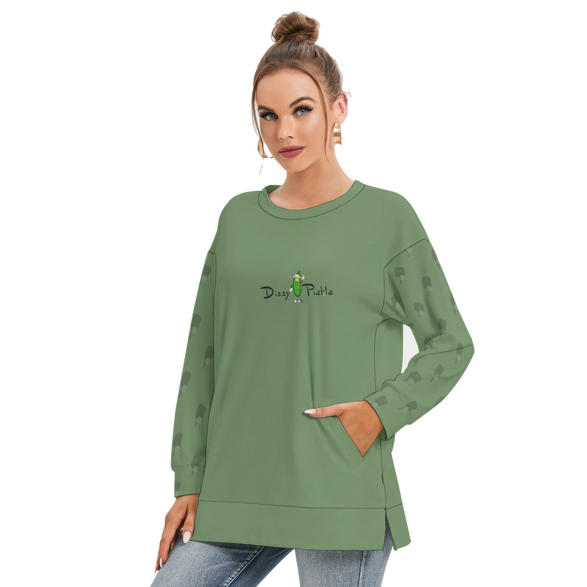 Dizzy Pickle Lynne Sage Paddles Women's Pickleball Side Split O-Neck Sweatshirt