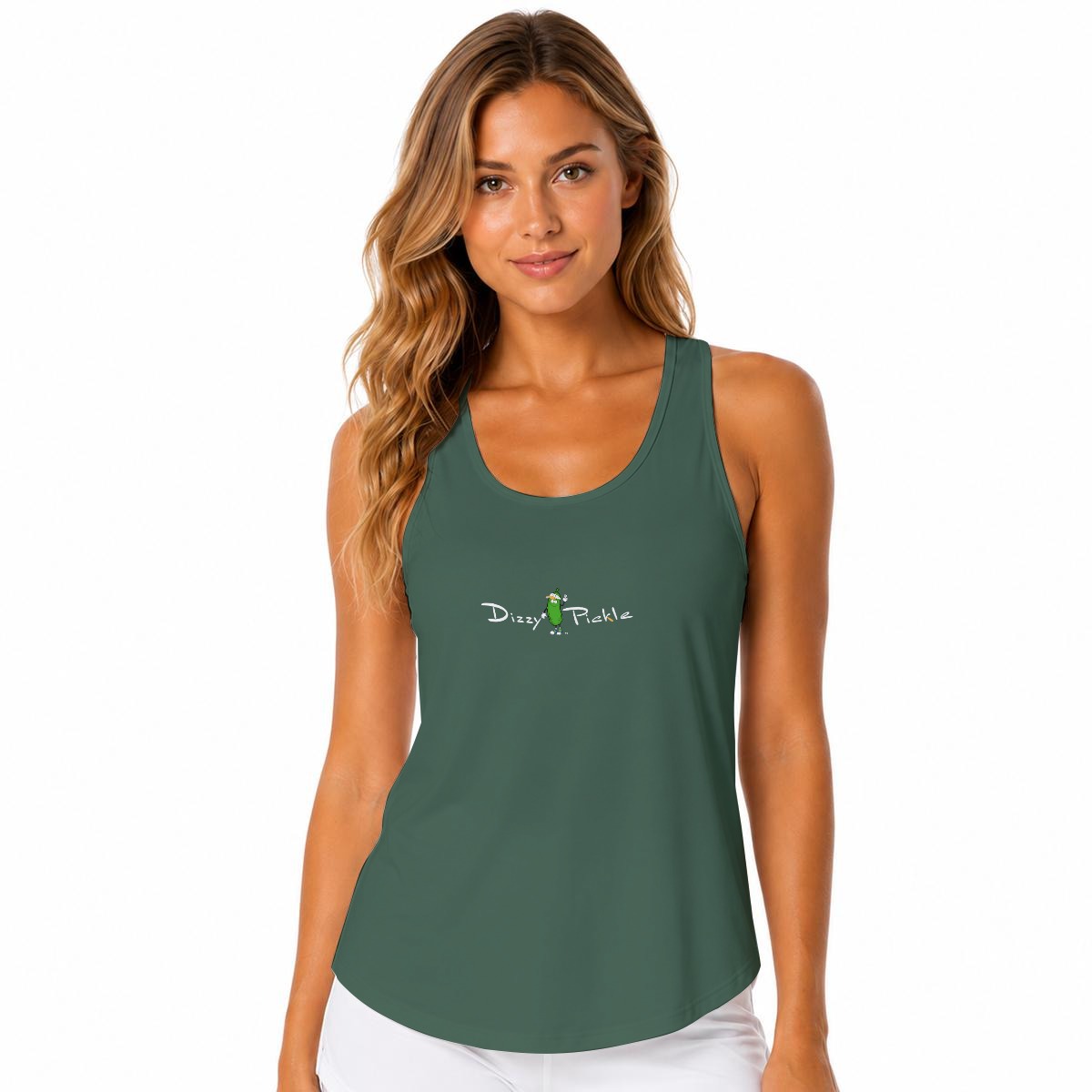 Dizzy Pickle DZY P Classic Pine Green Women's Sleeveless Performance Tank Top with Built-In Bra