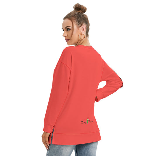 Dizzy Pickle DZY P Classic Coral Women's Pickleball Side Split O-Neck Sweatshirt