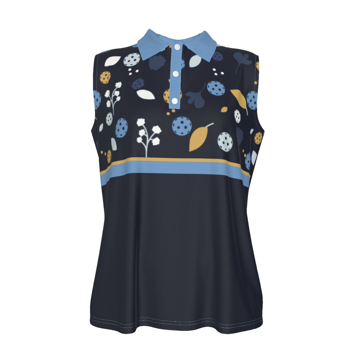 Dizzy Pickle Lesley Dark Blue Solid Women's Pickleball Sleeveless Polo Shirt