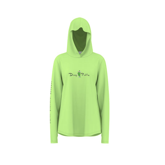 Dizzy Pickle Lesia PPG Lime Green Women's Pickleball Sunscreen Sports Hoodie with Thumb Holes