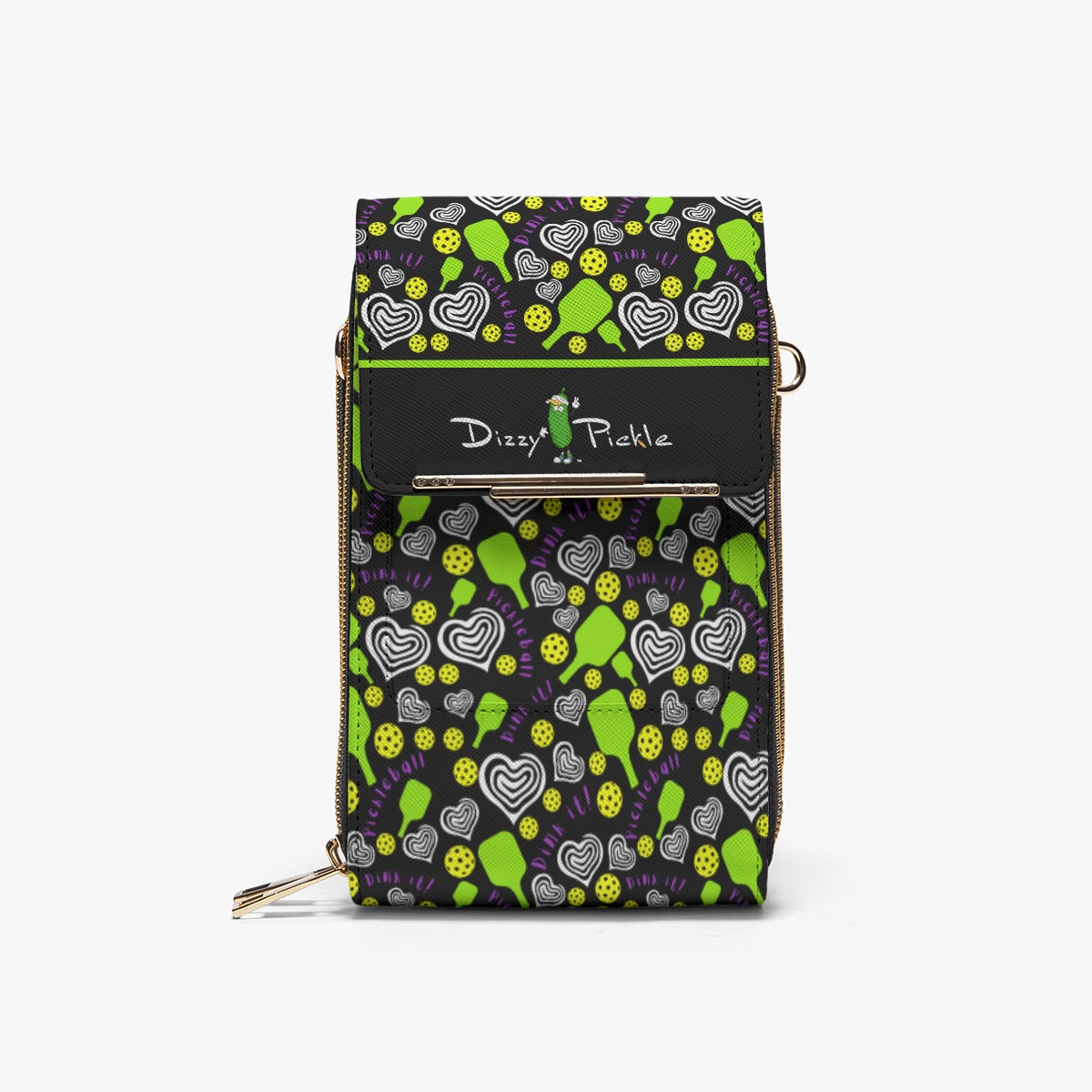 Dizzy Pickle Dinking Diva Hearts BG Women's Pickleball Mobile Phone  Crossbody Bag