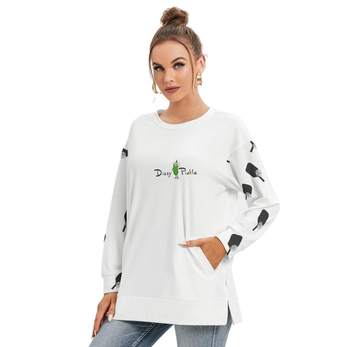 Dizzy Pickle Mary Paddles Women's Pickleball Side Split O-Neck Sweatshirt