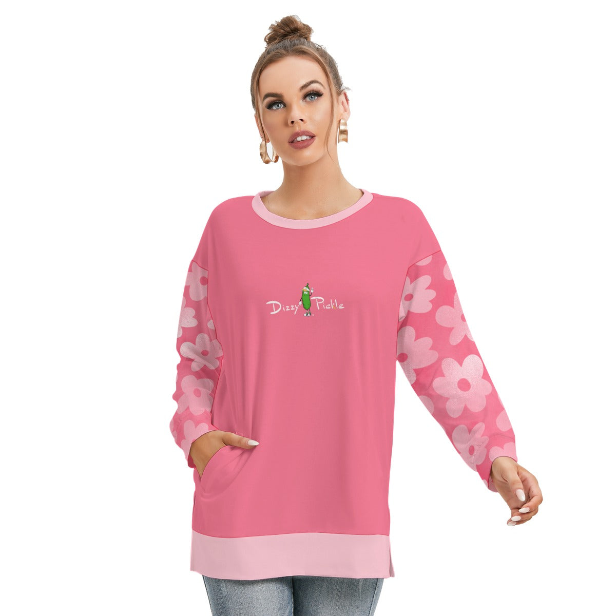 Dizzy Pickle Adleigh Blooms Women's Pickleball Side Split O-Neck Sweatshirt