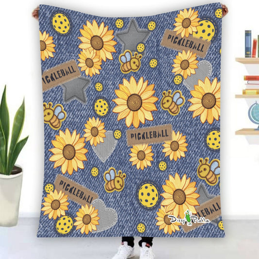 Dizzy Pickle Amy Sunflowers Pickleball Courtside Flannel Blanket