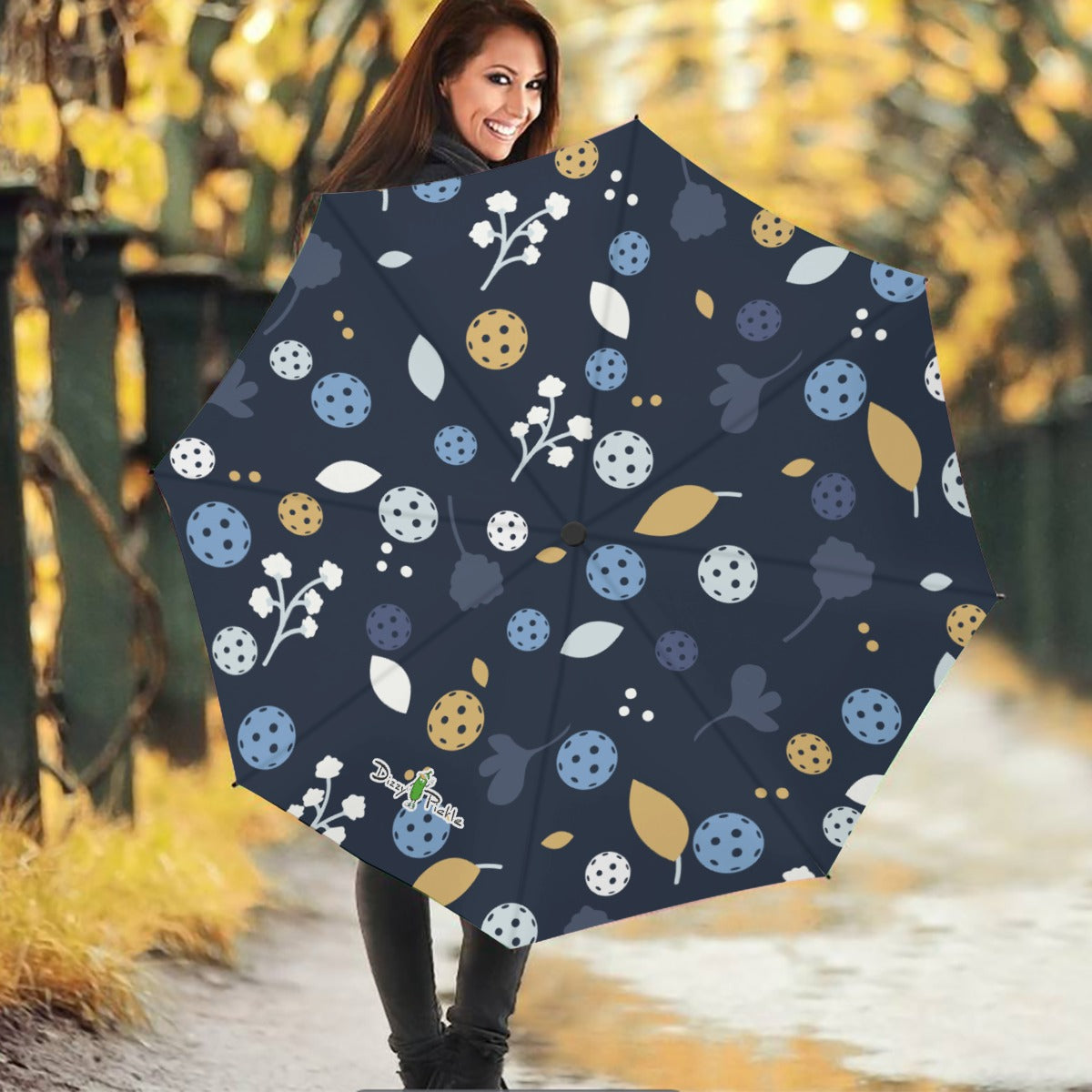 Dizzy Pickle Lesley Dark Blue Pickleball Automatic Button Release Umbrella