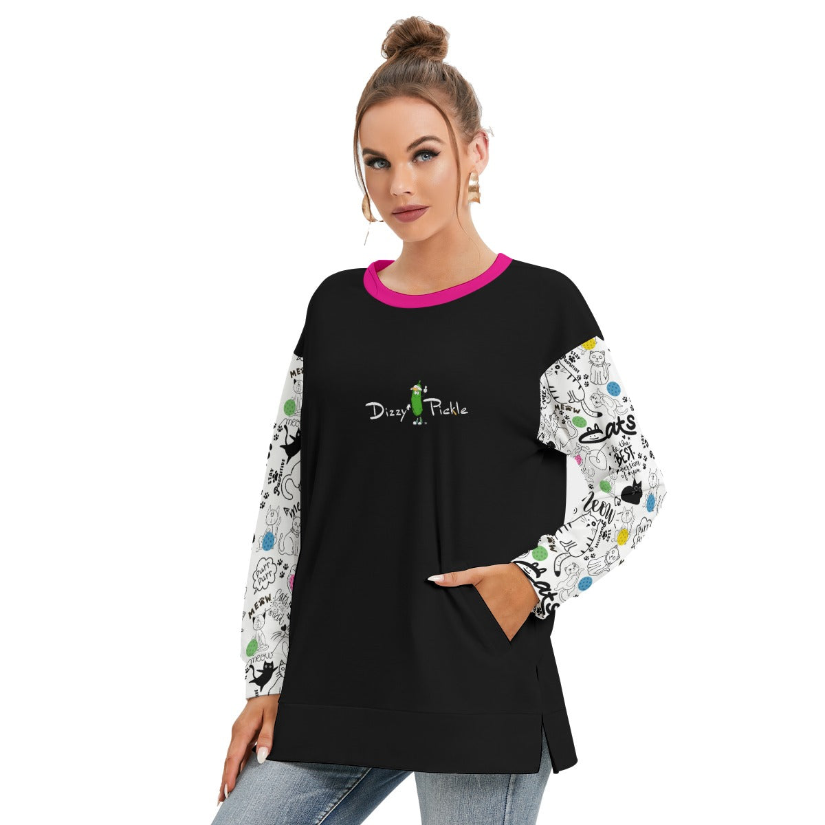 Dizzy Pickle Sassy Women's Pickleball Side Split O-Neck Sweatshirt